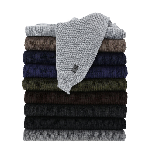 Écharpe d'hiver homme, bleu marine, avec laine mérinos Algor