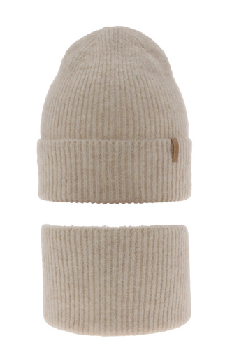Ensemble d'hiver fille: bonnet et snood, beige, Edila
