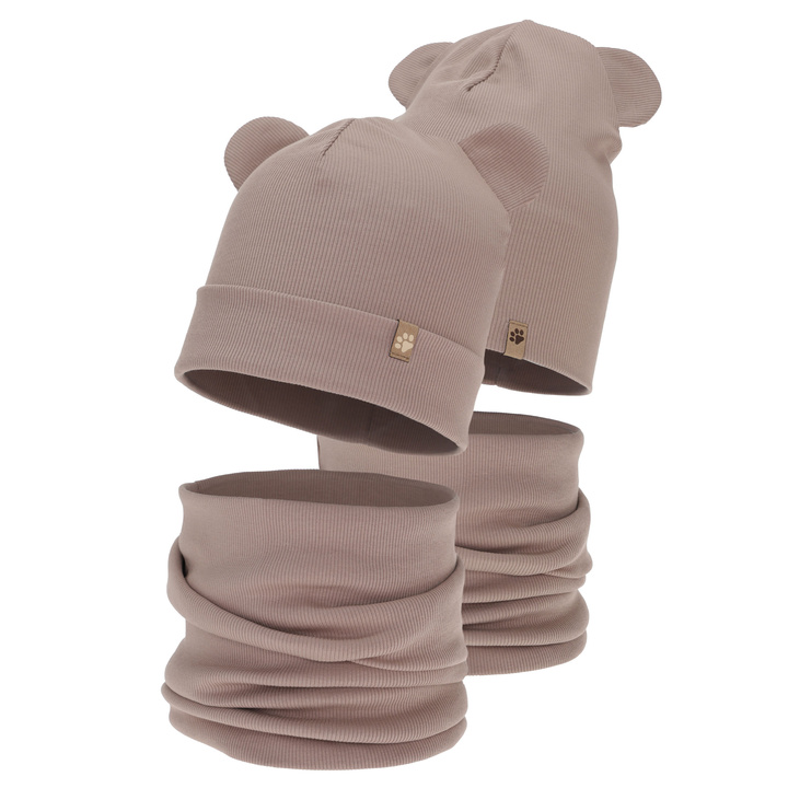Ensemble automne/printemps garçon: bonnet et snood, beige, Farim