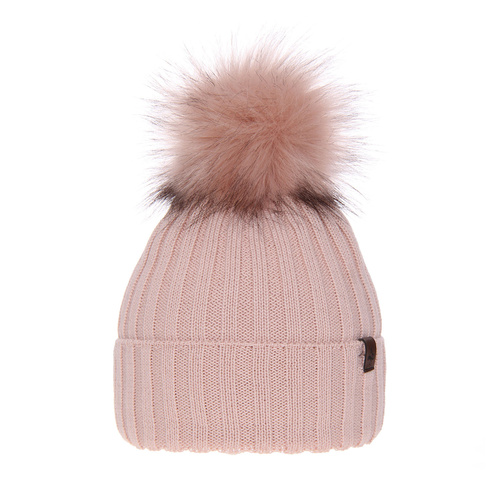 Bonnet d'hiver femme, rose, avec laine mérinos, Texa
