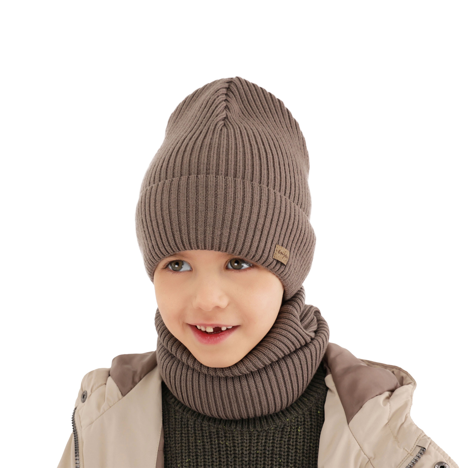 Ensemble automne/printemps garçon: bonnet et snood, bleu, 100% Laine Mérinos Extrafine, Intro