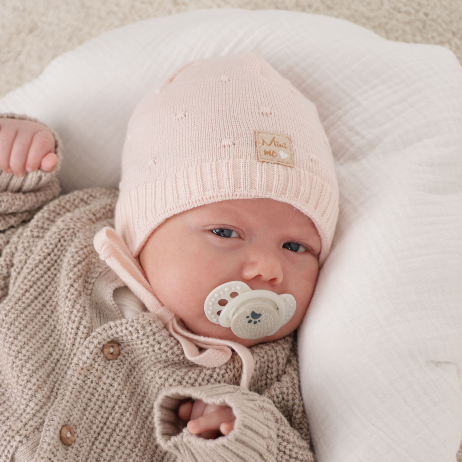 Bonnet automne/printemps fille, grigio, avec liens, Celine