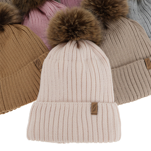 Bonnet d'hiver femme, camel, avec laine mérinos, Zamira