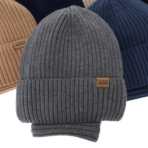 Ensemble d'hiver garçon (bonnet et snood), 100% Laine Mérinos, avec doublure en laine mérinos, marron, Domin