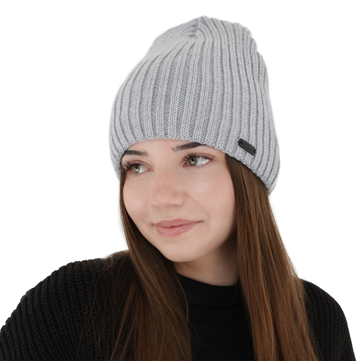 Bonnet d'hiver femme, gris, avec laine mérinos, Soletta
