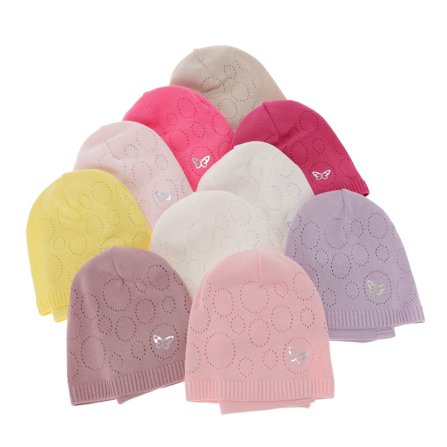 Ensemble automne/printemps fille: bonnet et snood, avec coton, crème, ajouré, Amarilla