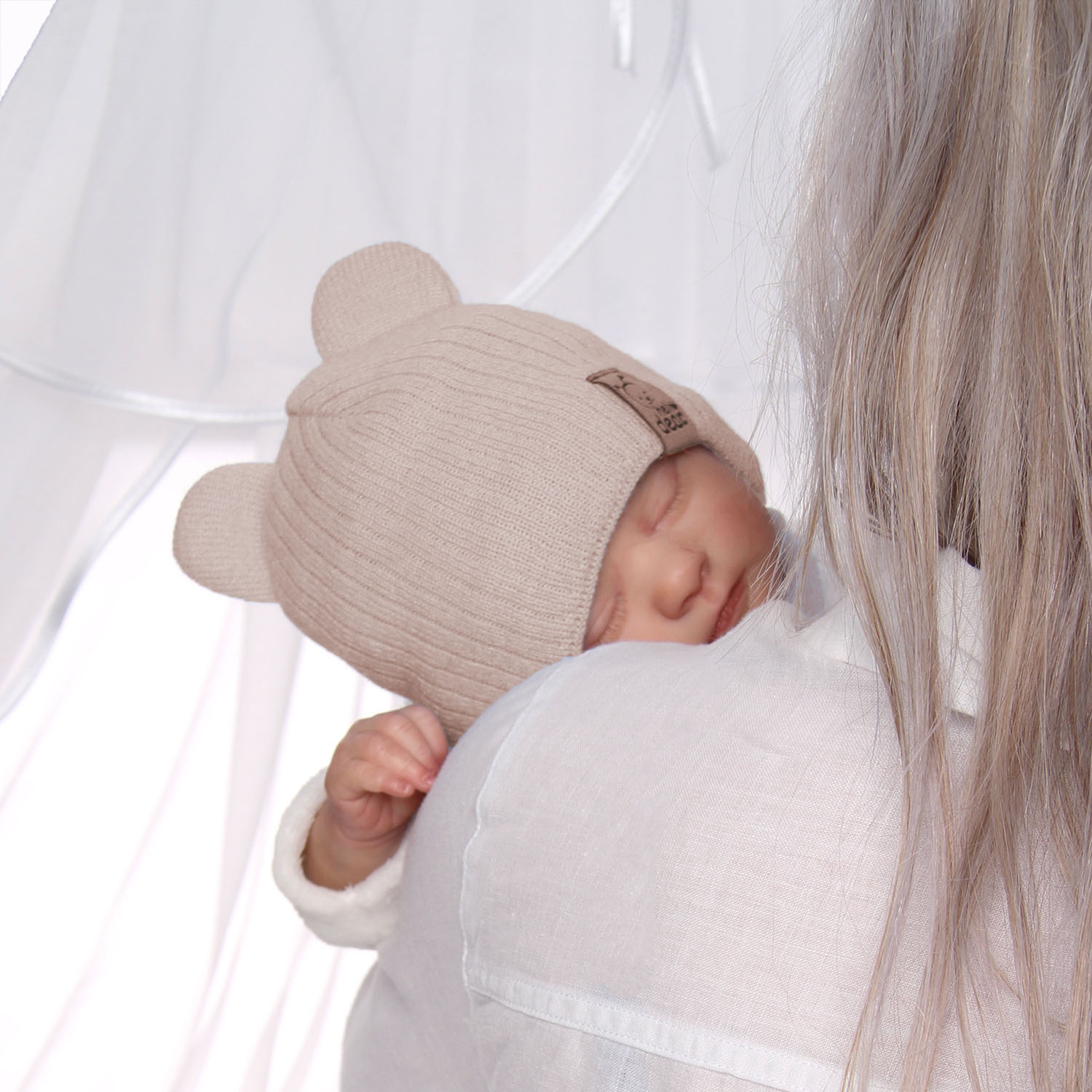 Bonnet automne/printemps fille, gris clair, avec liens, Pigi