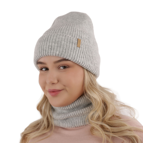 Ensemble d'hiver fille: bonnet et snood, gris, Edila