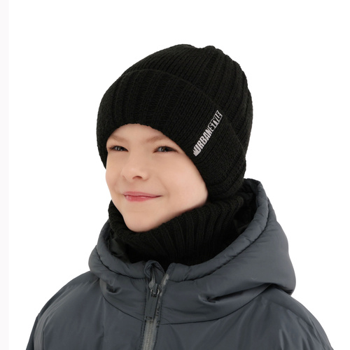 Ensemble d'hiver garçon: bonnet et snood, noir, Balaton