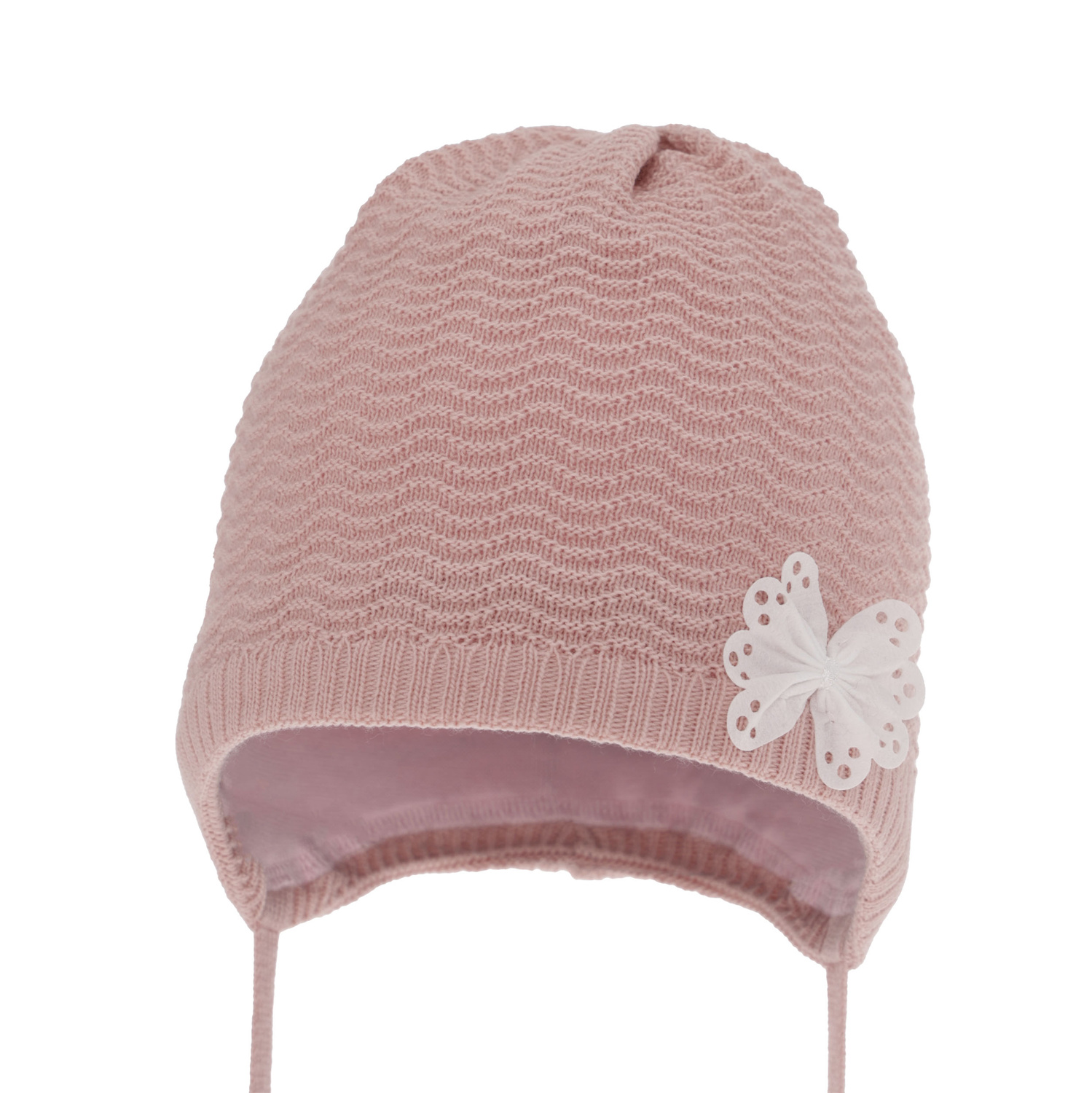 Bonnet automne/printemps fille, rose, avec liens, Madelin