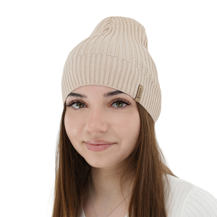 Bonnet femme printemps, automne, avec coton, beige, Mirona