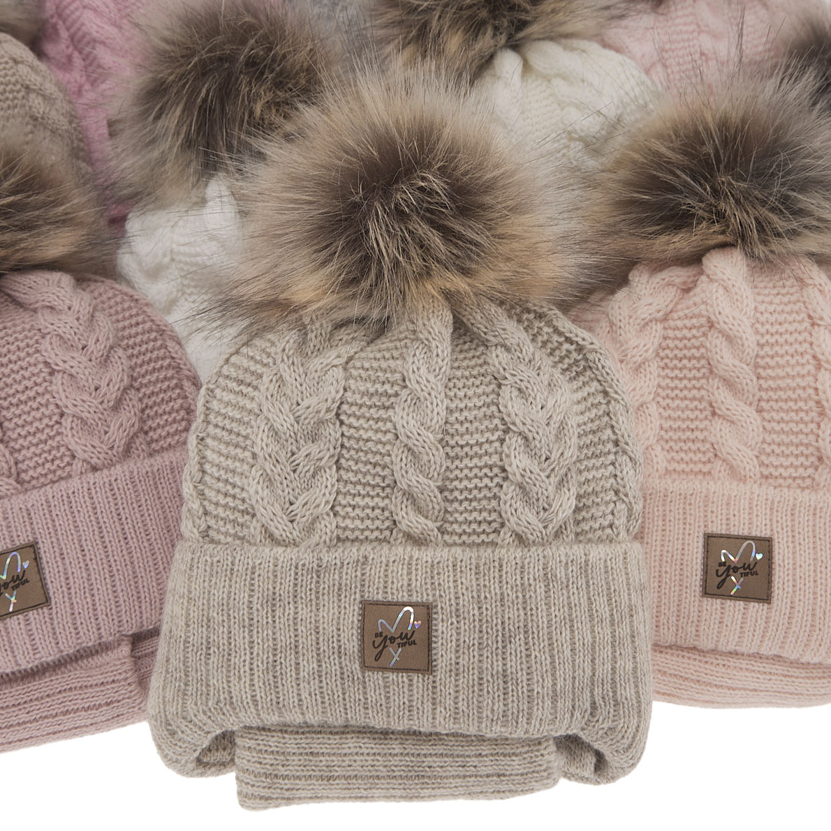 Ensemble d'hiver fille: bonnet et snood, rose, avec liens, avec pompon, Finess