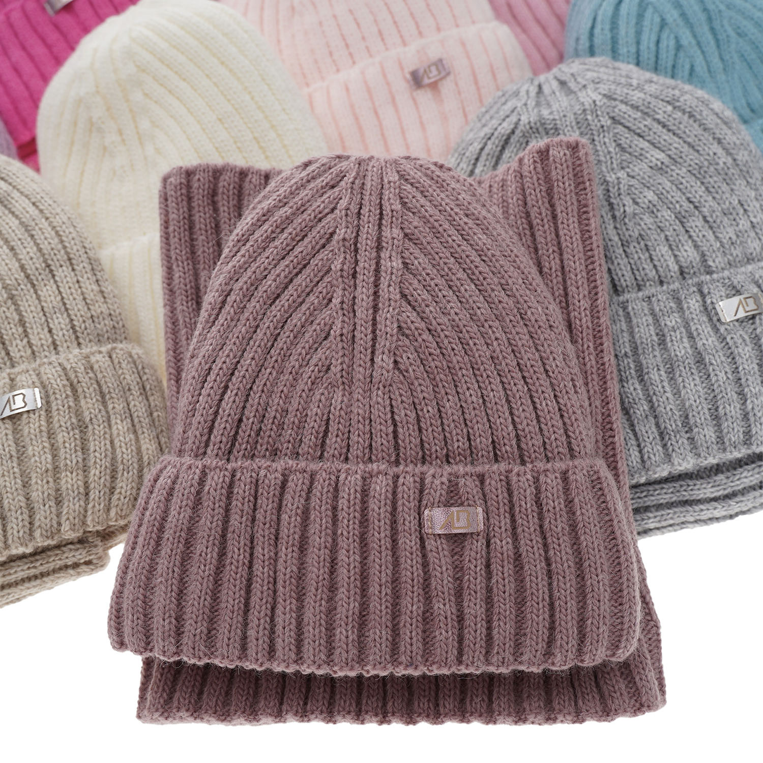 Ensemble d'hiver fille: bonnet et snood, noir, Valentine