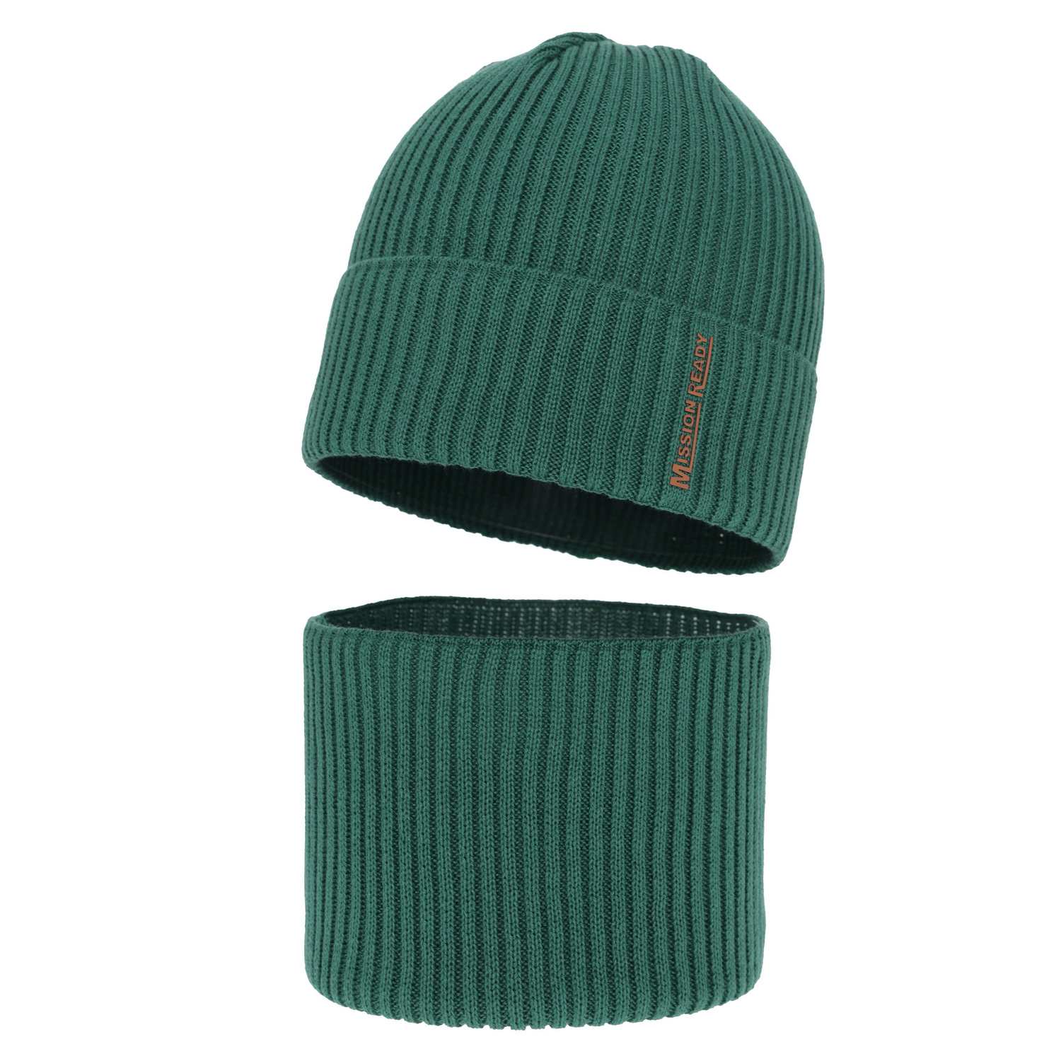 Ensemble bonnet et tour de cou garçon automne, printemps, avec coton, émeraude, Norwin