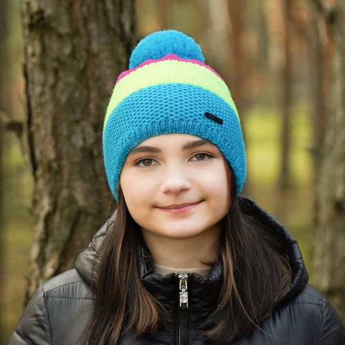 Bonnet d'hiver fille, noir, avec pompon, Naruto