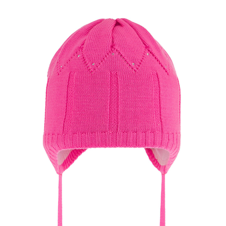 Bonnet automne/printemps fille, rose, avec liens, Mercja