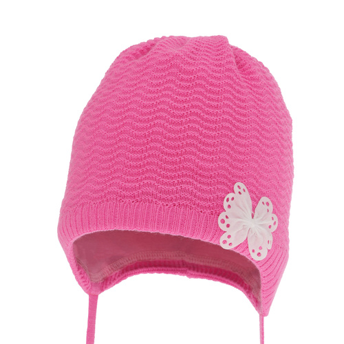 Bonnet automne/printemps fille, rose, avec liens, Madelin