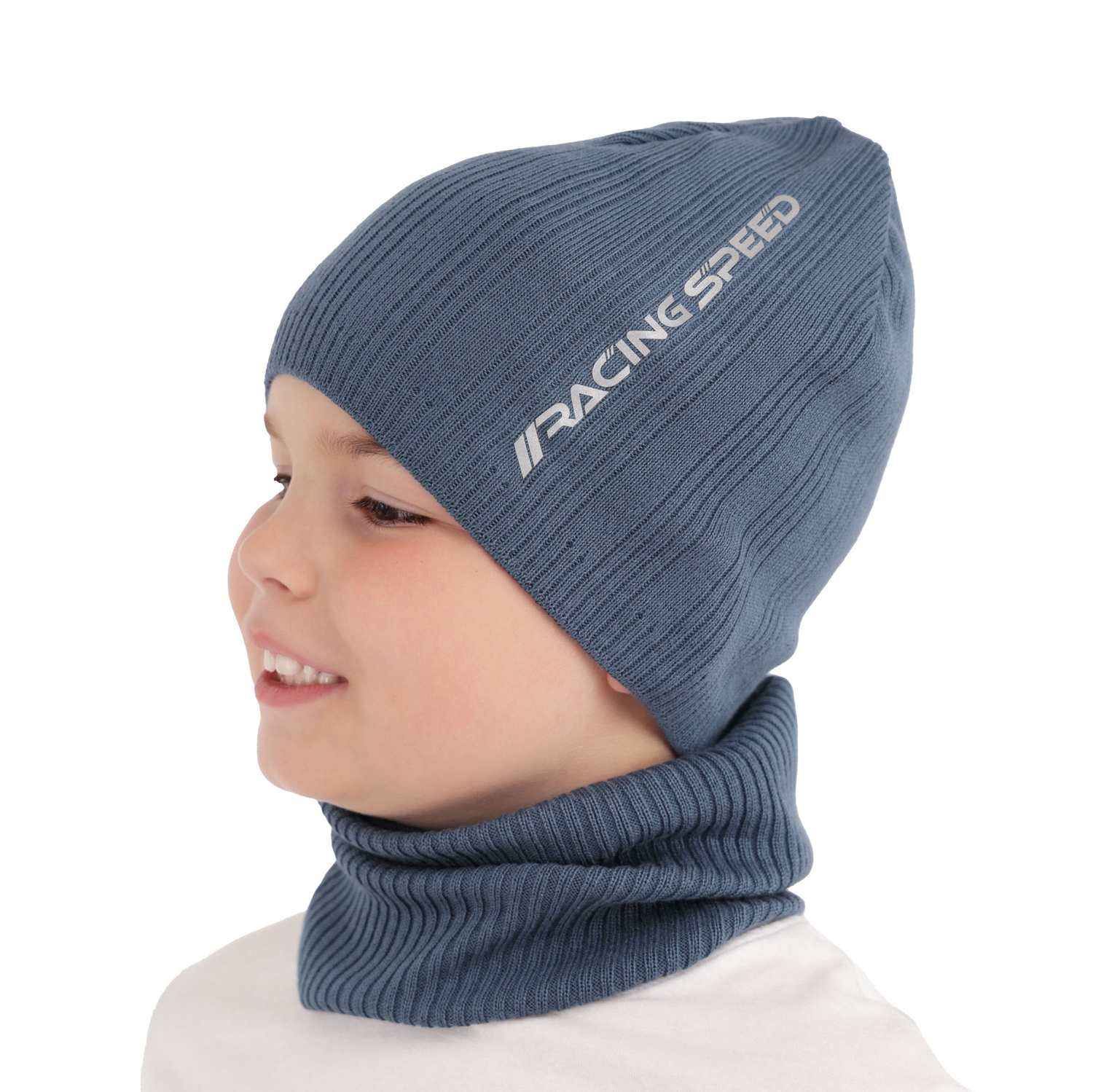 Ensemble automne/printemps garçon: bonnet et snood, avec coton, gris, coton, Kolorado