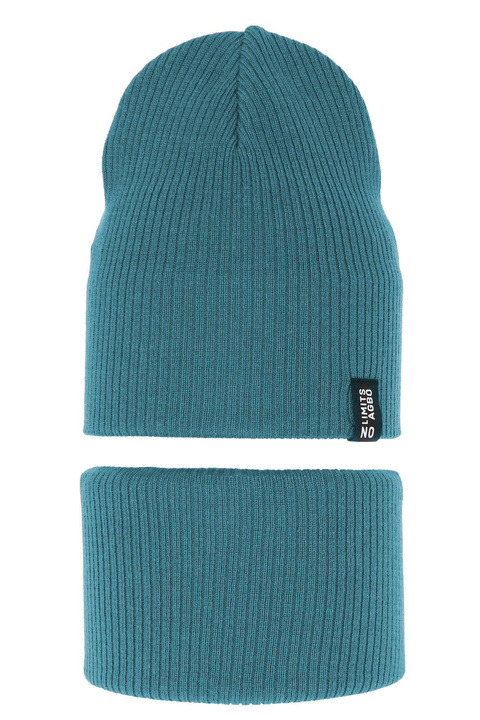 Ensemble automne/printemps garçon: bonnet et snood, avec coton, bleu, Tunis