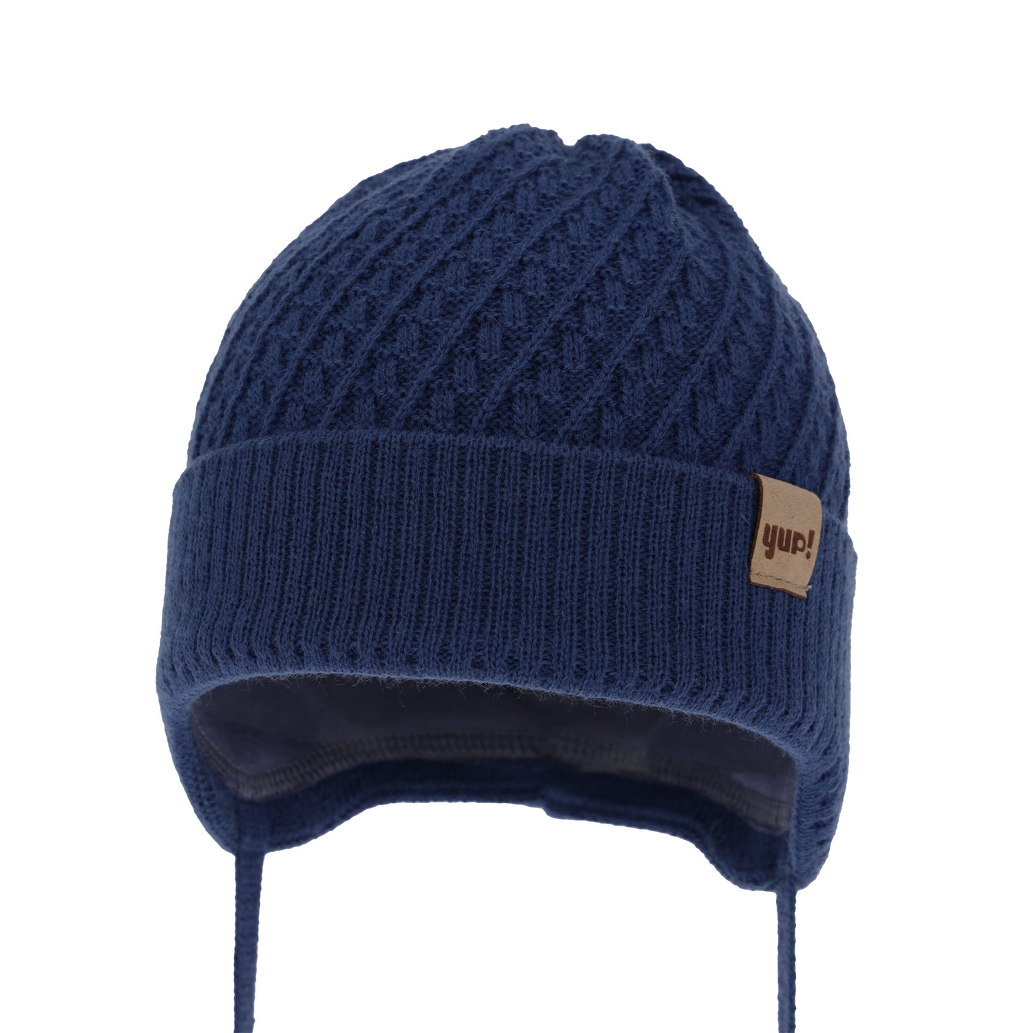 Bonnet automne/printemps garçon, bleu marine, avec liens, David