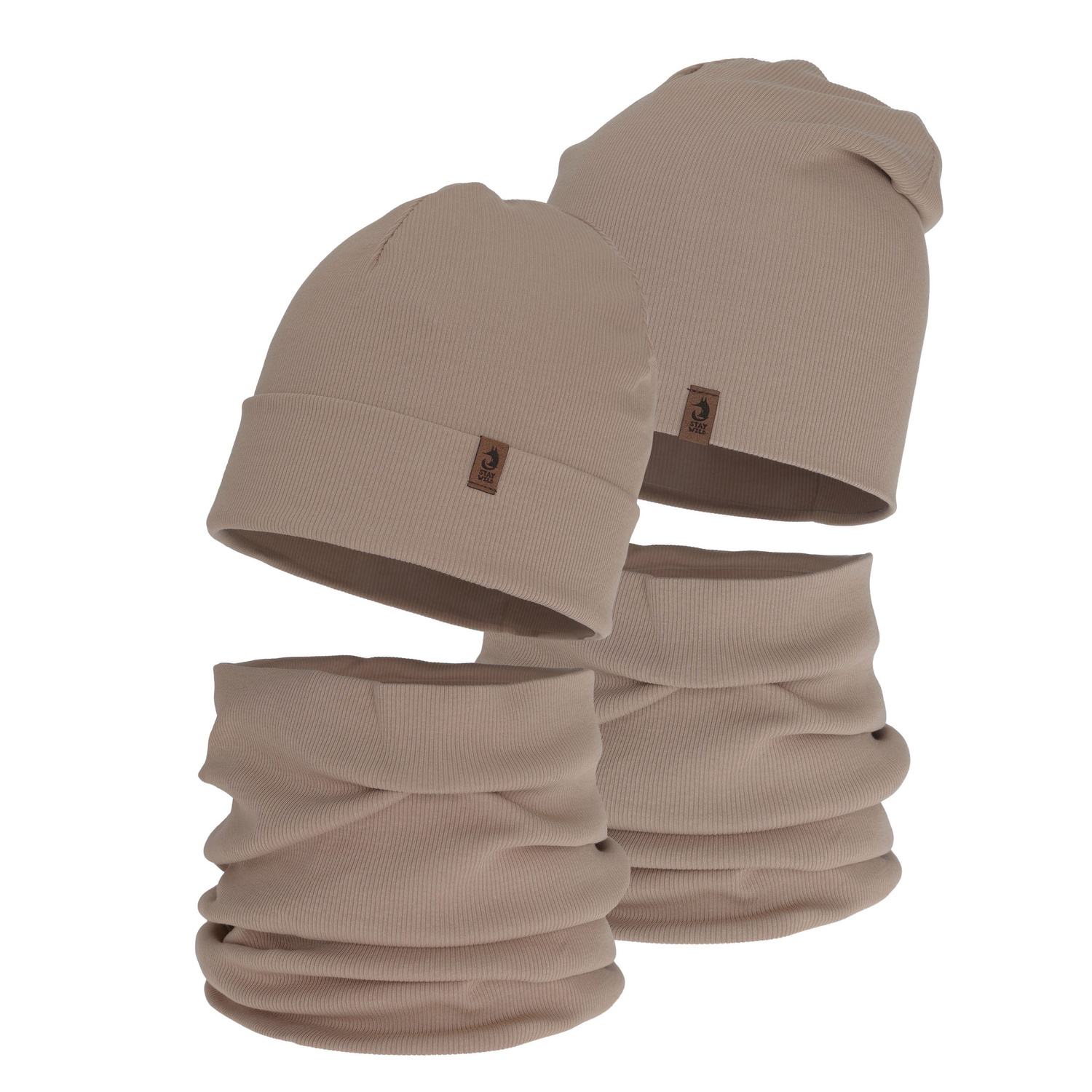 Ensemble automne/printemps garçon: bonnet et snood, beige, Amalfi