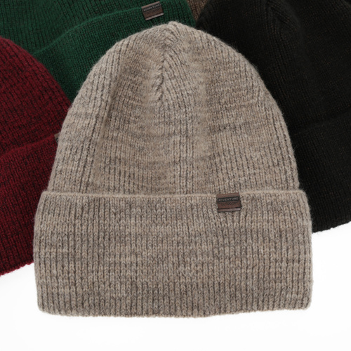 Bonnet d'hiver homme, gris foncé, avec laine mérinos, Korins