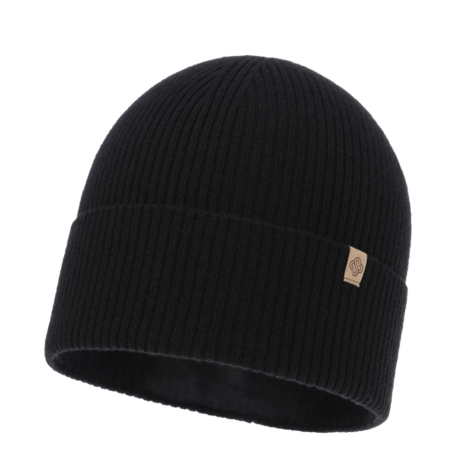 Bonnet automne/printemps femme, noir, avec laine mérinos, Alineta