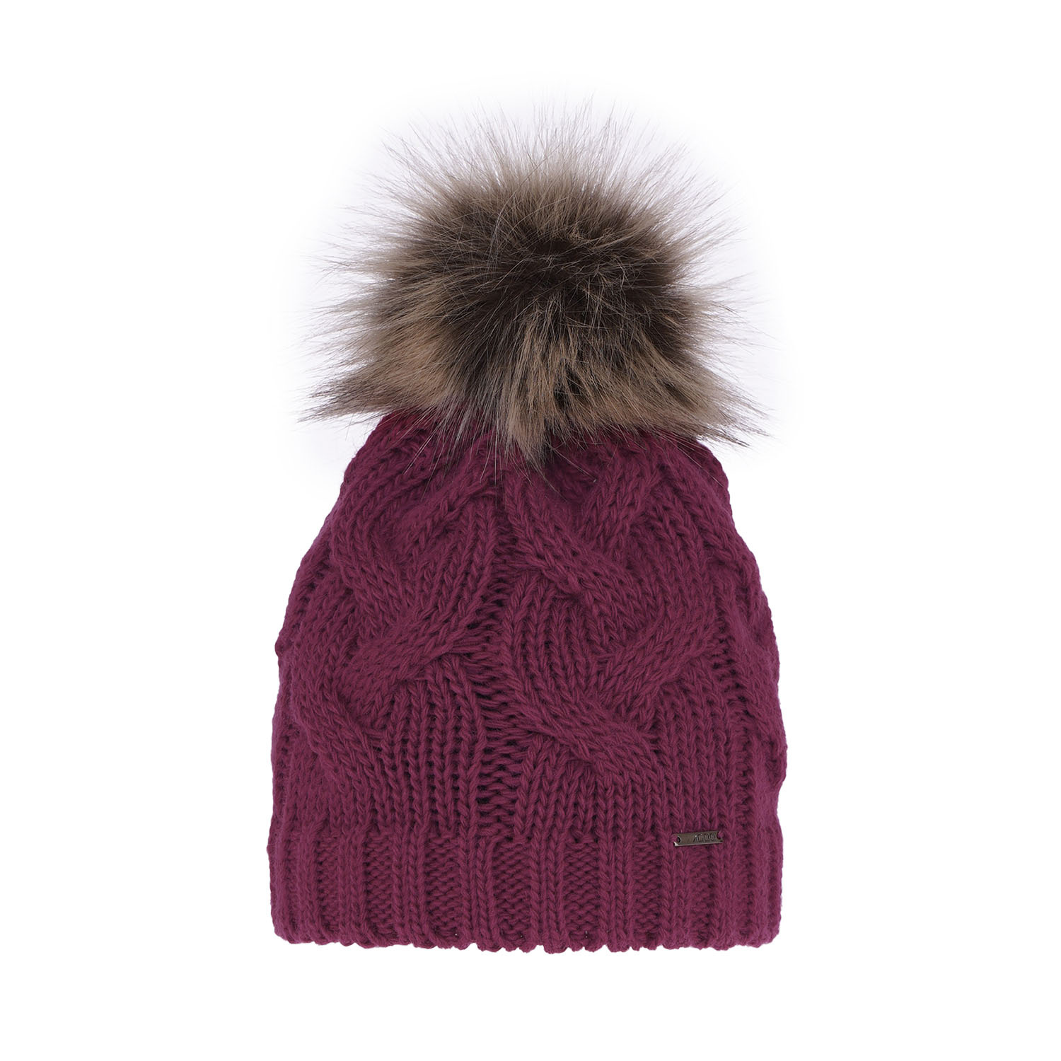 Bonnet d'hiver femme, rose, avec pompon, Terri
