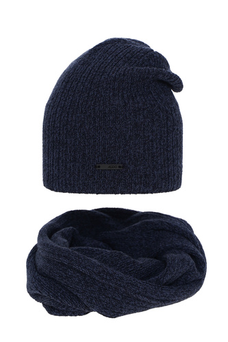 Ensemble d'hiver garçon: bonnet et snood, bleu marine, Elmer