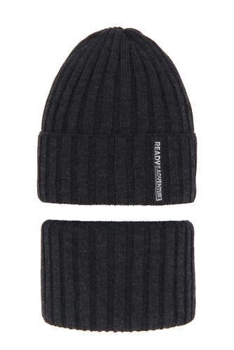 Ensemble d'hiver garçon: bonnet et snood, gris foncé, Livido