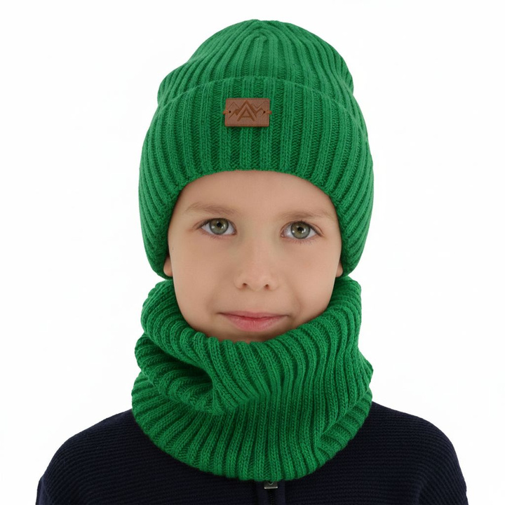 Ensemble d'hiver garçon: bonnet et snood, vert, Fargo