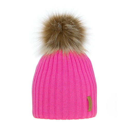 Bonnet d'hiver fille, rose, avec pompon, Werbena