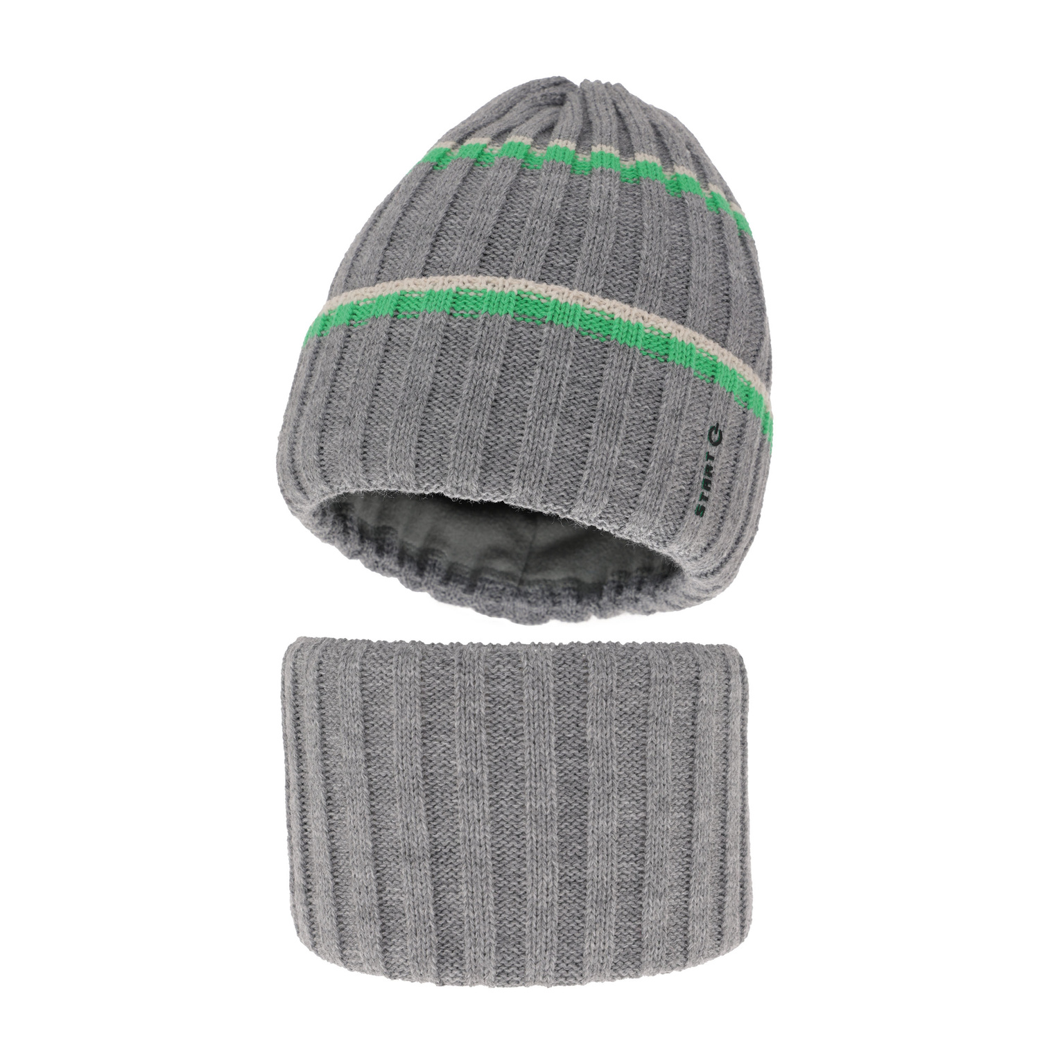 Ensemble d'hiver garçon: bonnet et snood, gris, Bastien