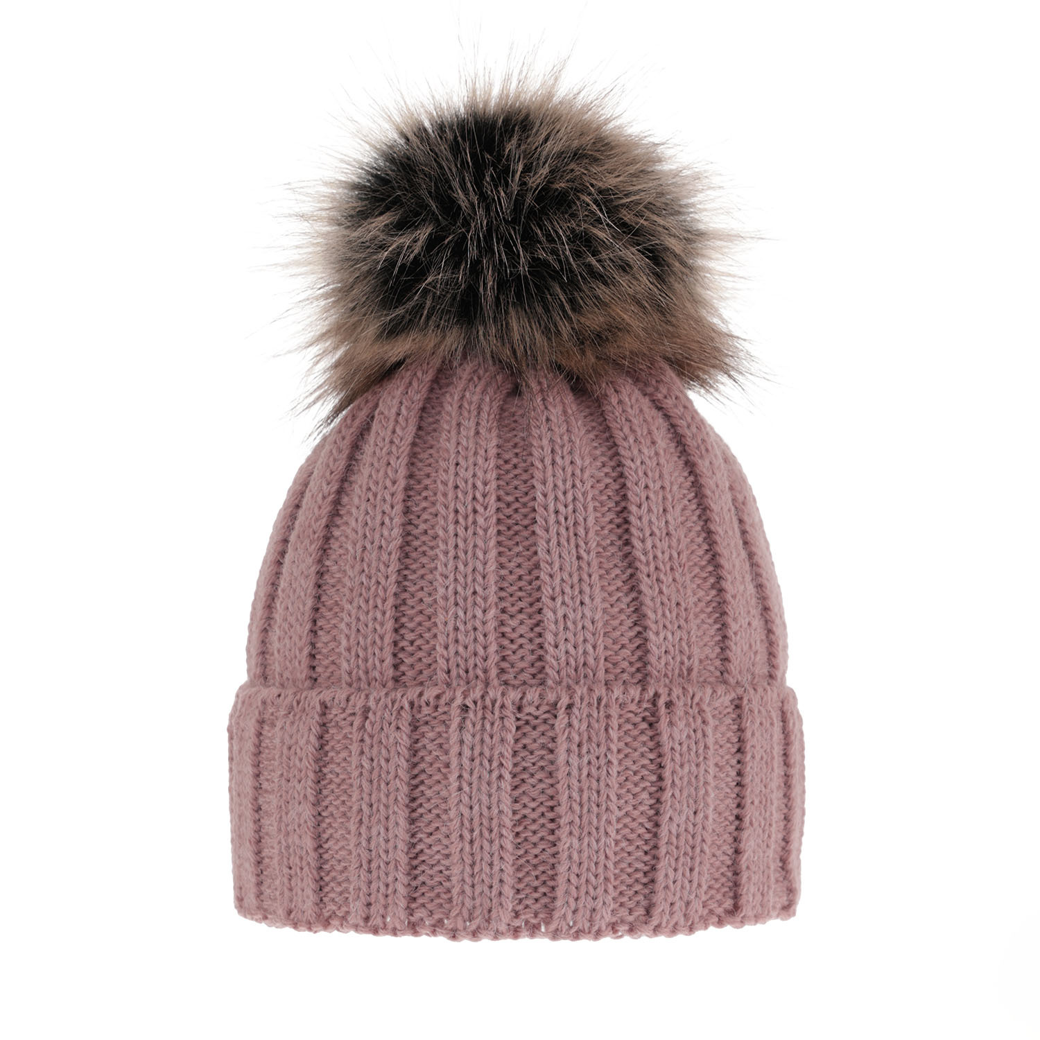 Bonnet d'hiver femme, rose, avec pompon, Mokka