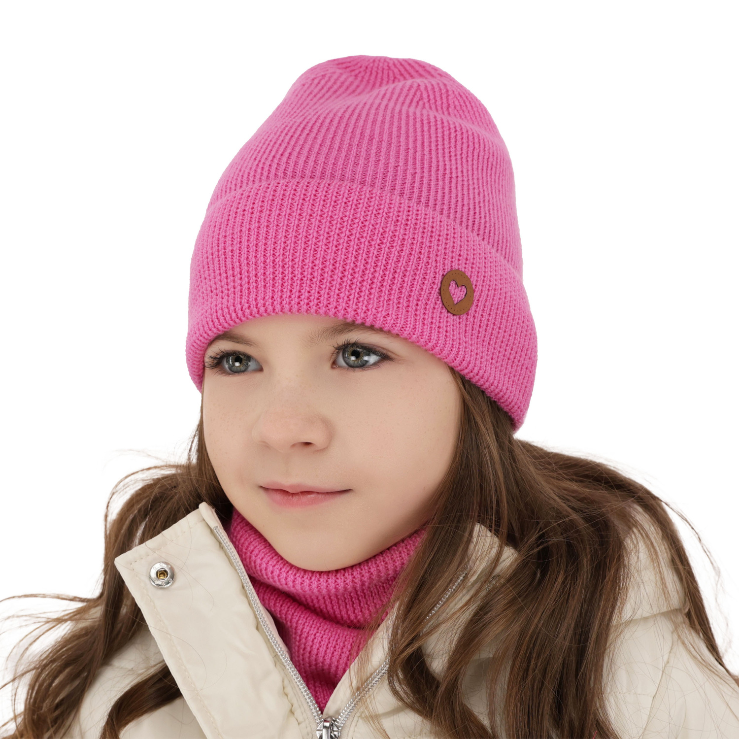 Ensemble automne/printemps fille: bonnet et snood, lavande, avec laine mérinos, Brook