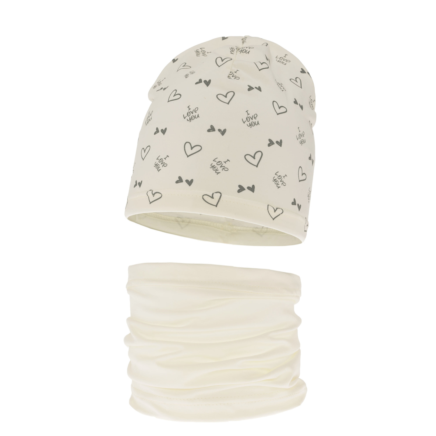 Ensemble automne/printemps fille: bonnet et snood, crème, coton, Lovena