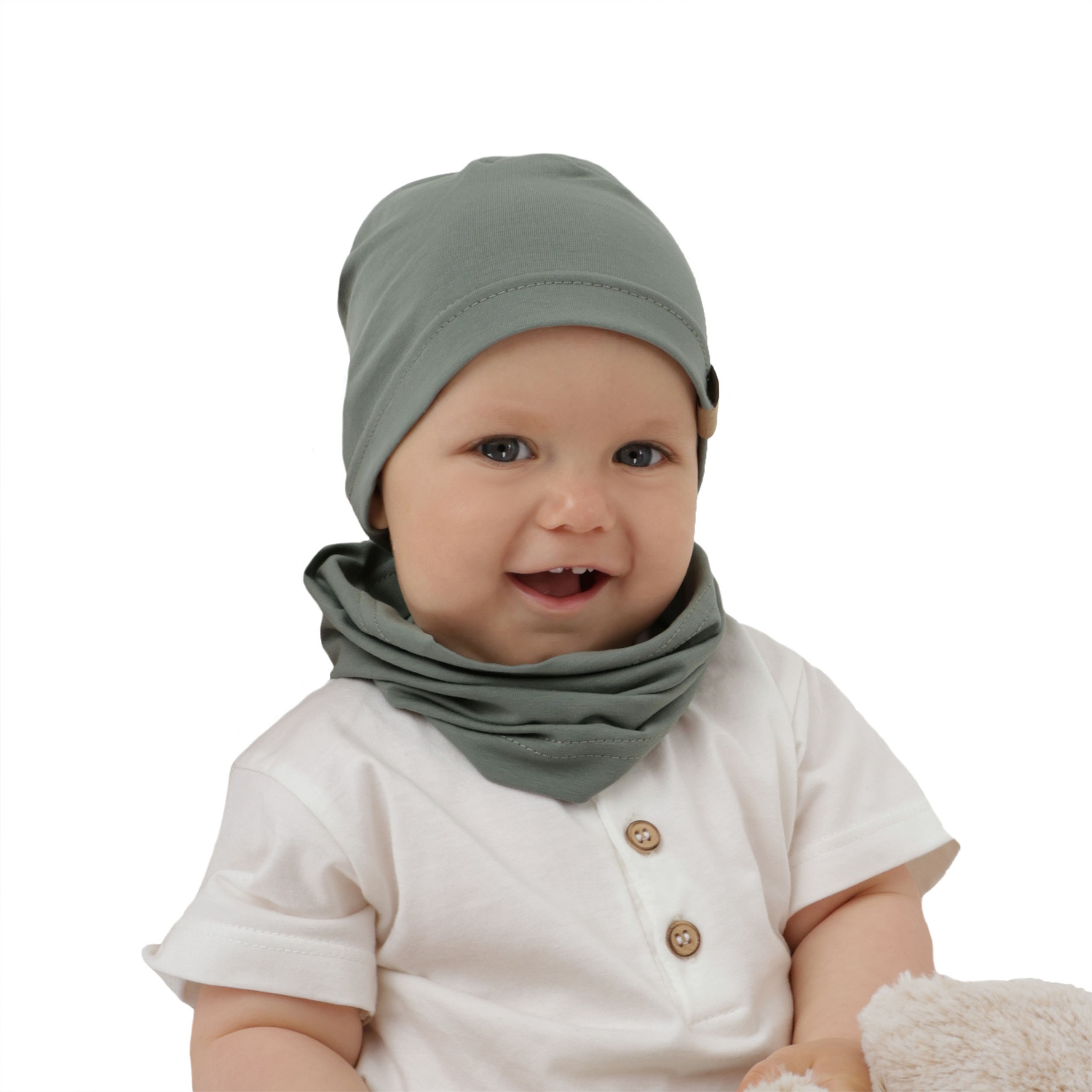 Ensemble automne/printemps garçon: bonnet et snood, vert émeraude, Griffin