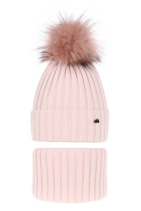 Ensemble d'hiver fille: bonnet et snood, rose, Wilma