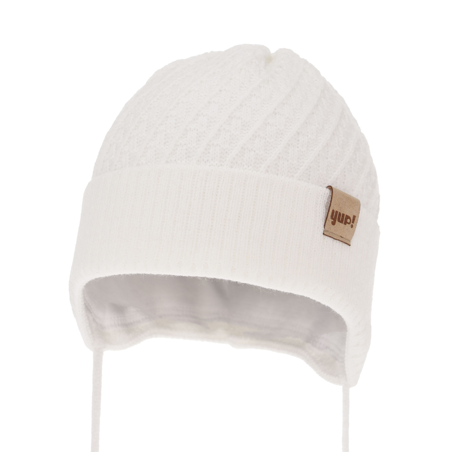 Bonnet automne/printemps garçon, blanc, avec liens, David