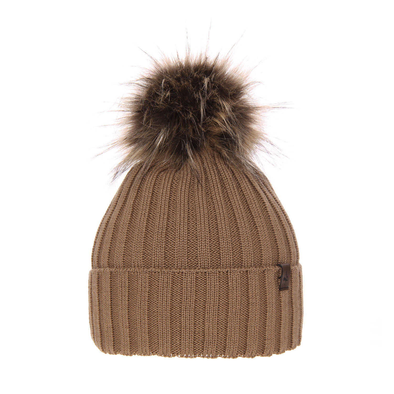 Bonnet d'hiver femme, camel, avec laine mérinos, Texa