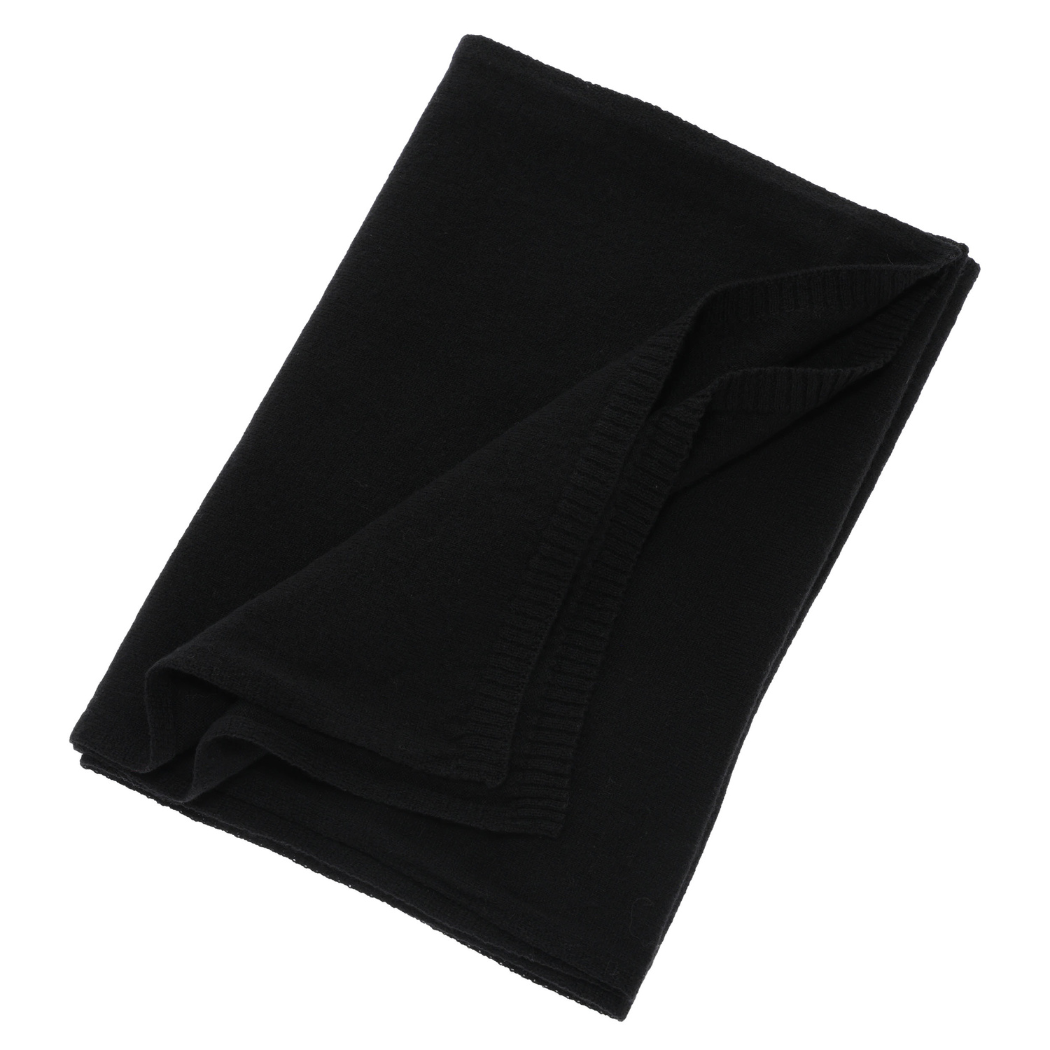 Écharpe d'hiver femme, noir, laine mérinos avec cachemire, Irenia