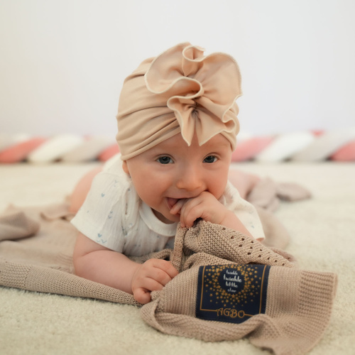 Bonnet automne/printemps fille, noir, en coton, avec fronces, Werka