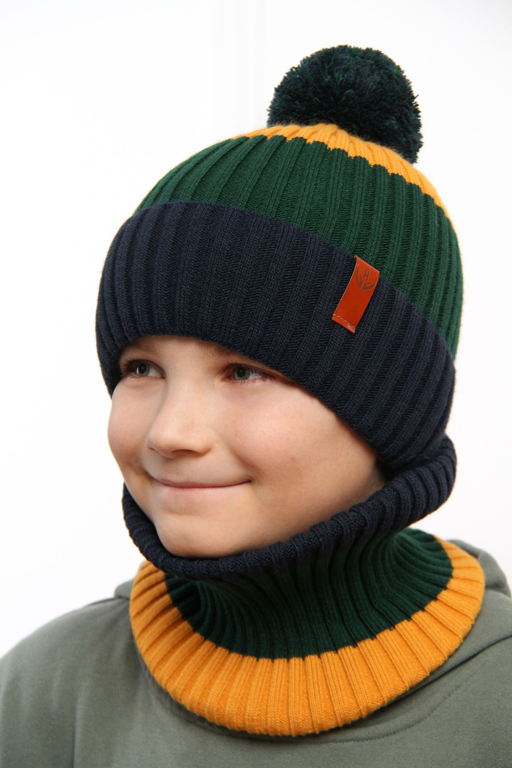 Ensemble d'hiver garçon: bonnet et snood, noir, Karson