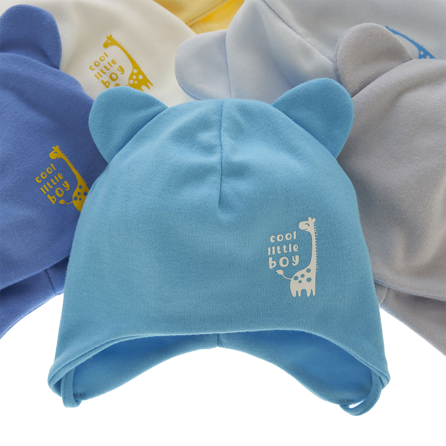 Bonnet automne/printemps garçon, crème, avec liens, Figo