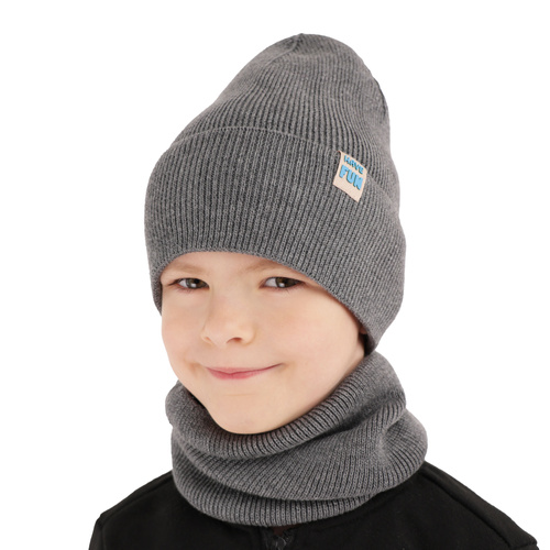 Ensemble automne/printemps garçon: bonnet et snood, avec coton, orange, avec pompon, Ottavio