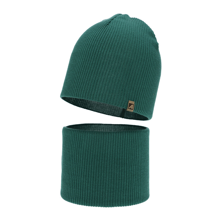 Ensemble automne/printemps garçon: bonnet et snood, avec coton, émeraude, Lucer