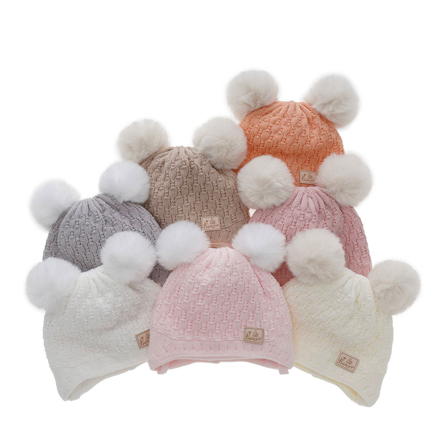 Bonnet d'hiver fille, beige, avec pompon, Emila