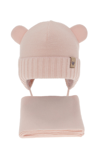 Ensemble d'hiver fille: bonnet et écharpe, rose clair, Alice