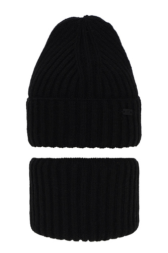 Ensemble d'hiver garçon: bonnet et snood, noir, Zeno