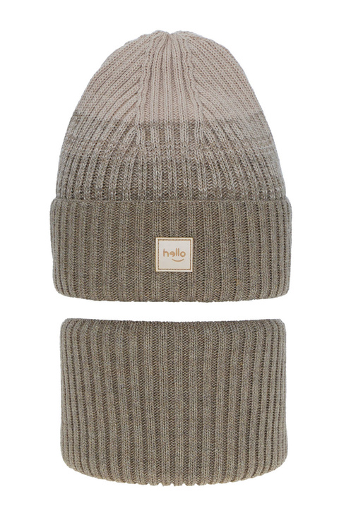 Ensemble d'hiver fille: bonnet et snood, beige, Tasha